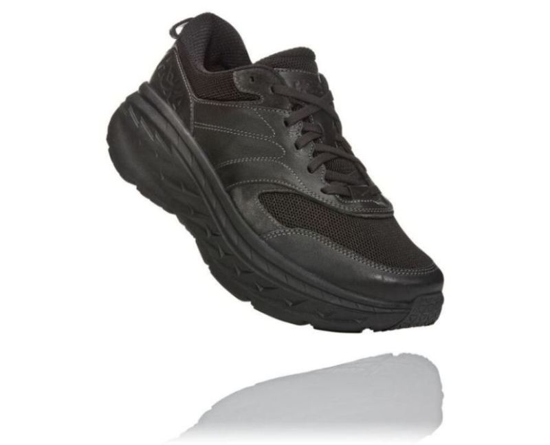 Hoka | Men's All Gender Bondi Leather Road Running Shoe Black / Raven